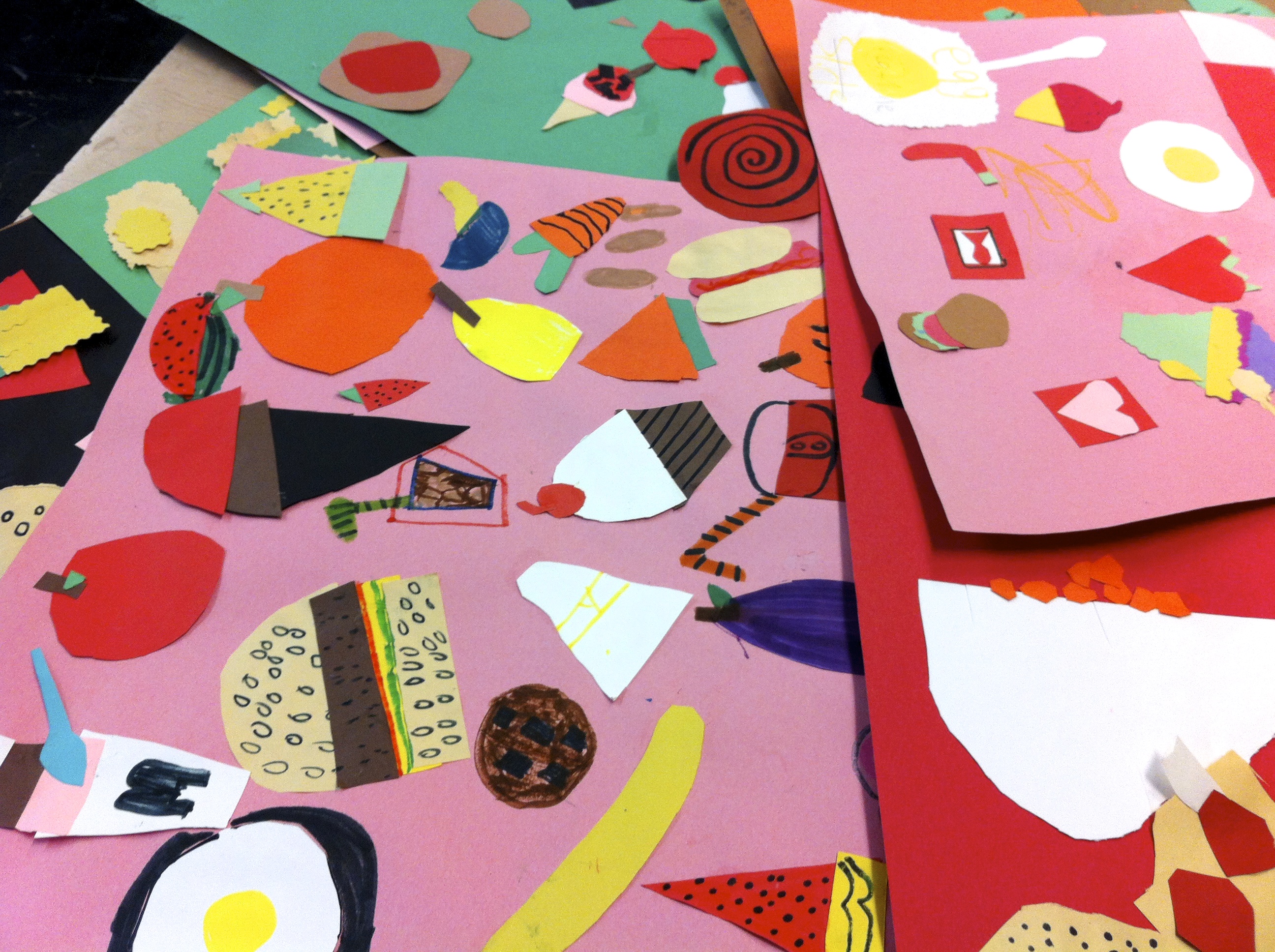Matisse Collaborative Food Collage. (Grade 1)