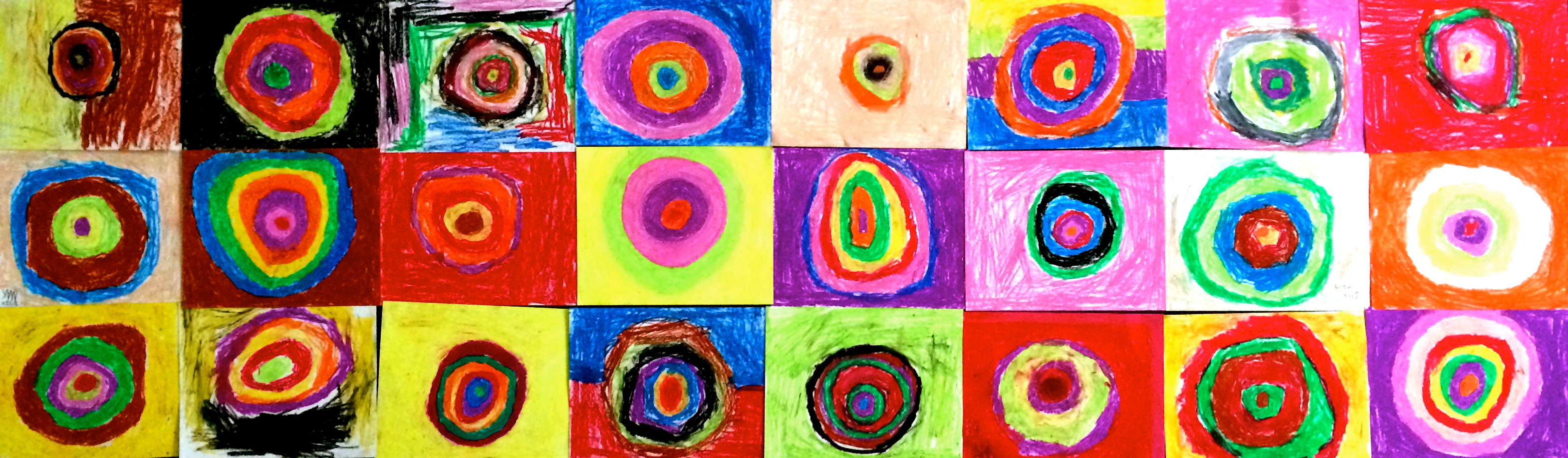 Kandisnky-Inspired Circle Art. Abstraction. (Grade 1)
