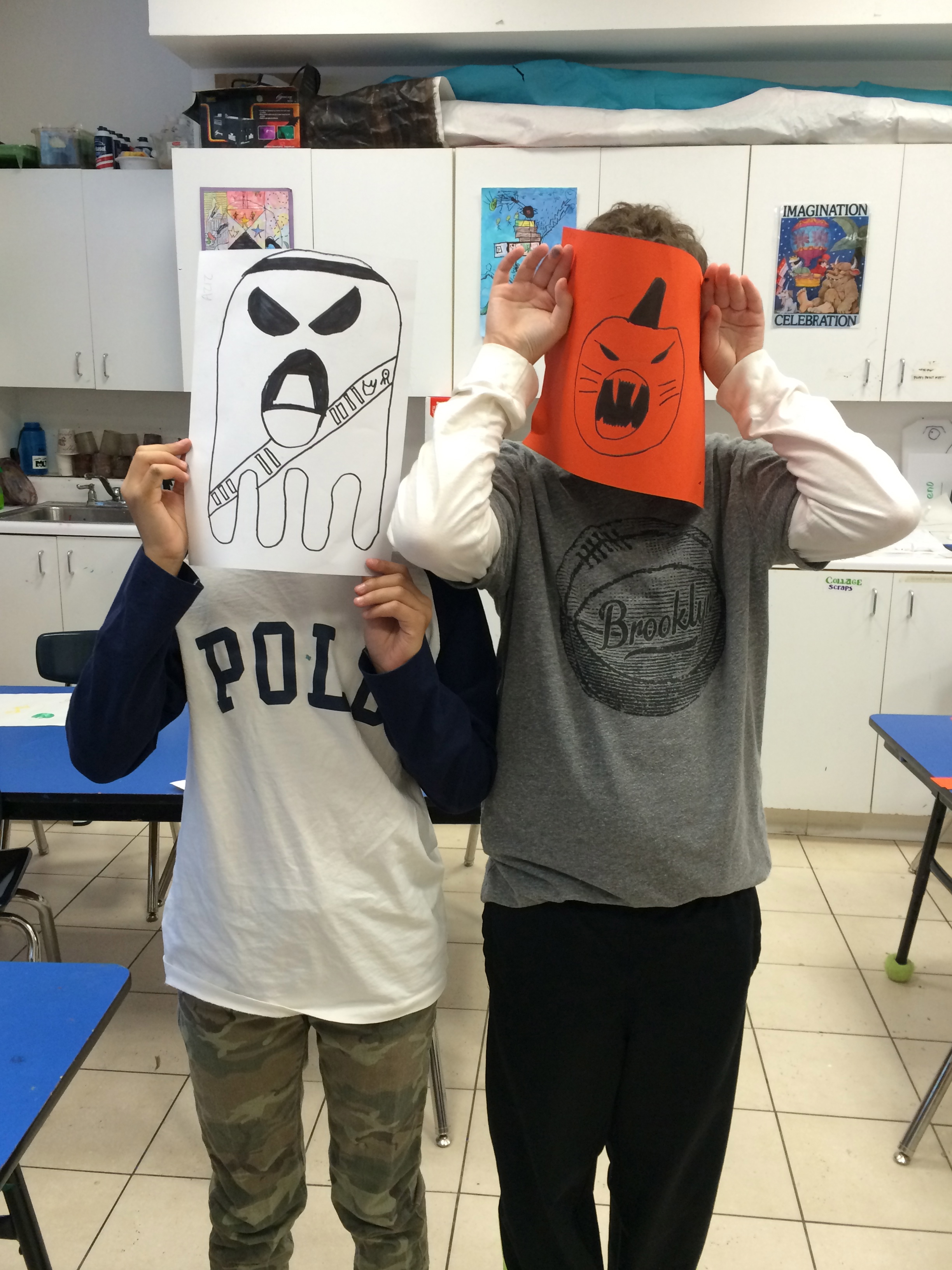 Halloween at the Aaron School. Marker Drawings. (Grades 6-7)