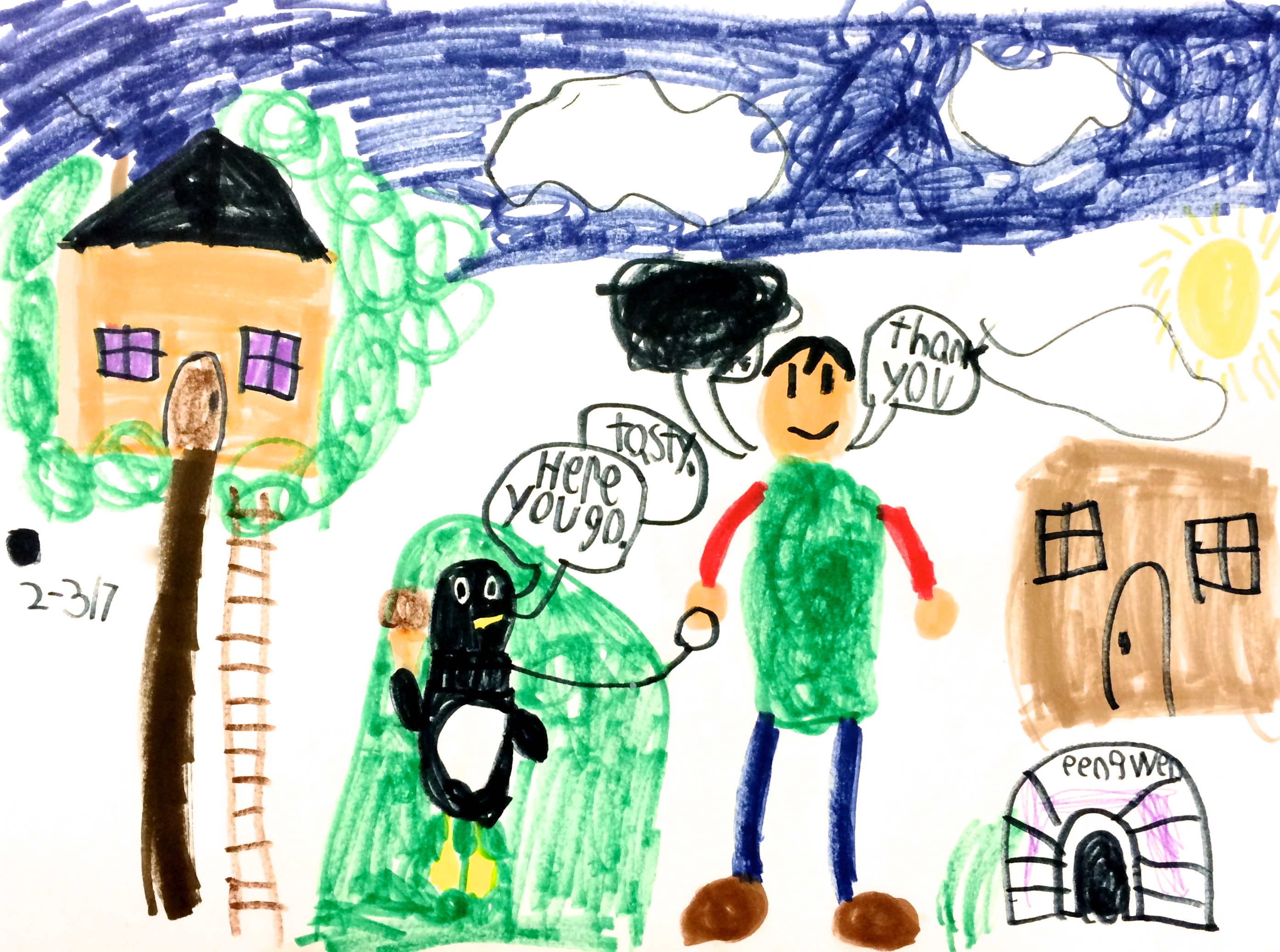 "My Penguin." Animal Besties. Marker drawing. (Grade 2)