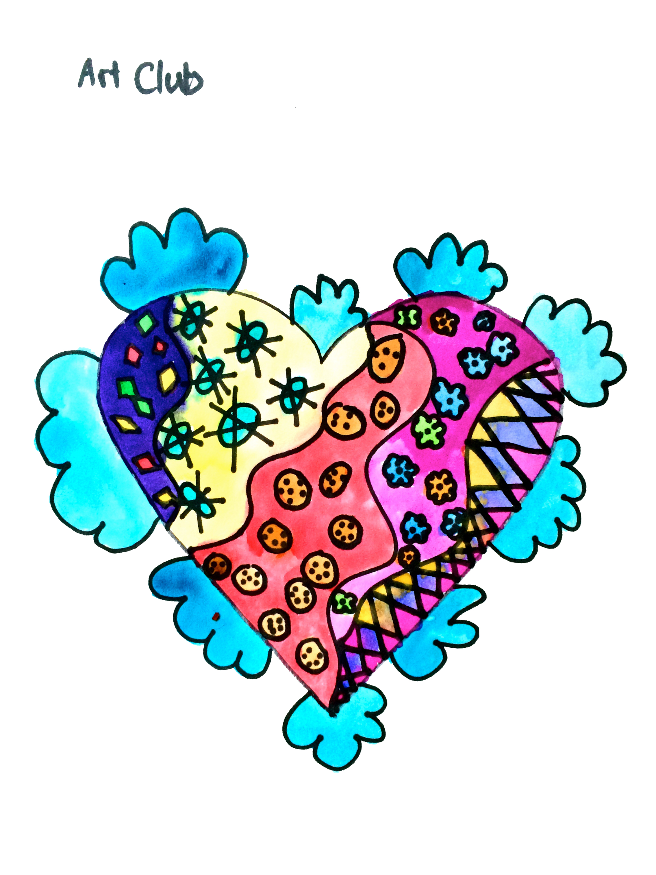 "All You Need is Love." Watercolors. (Grade 4)